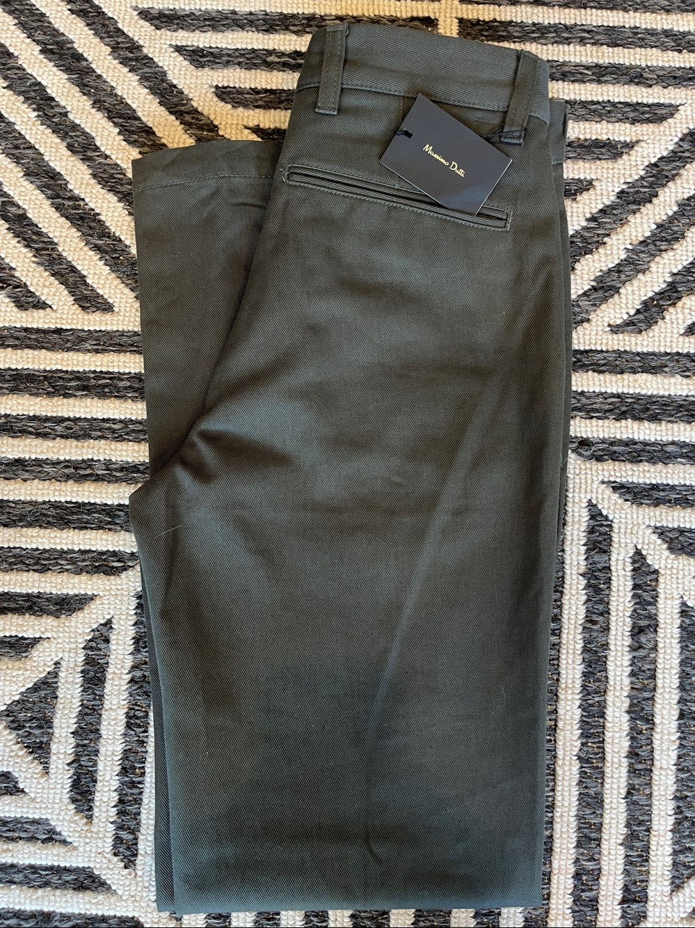 Massimo Dutti Olive Green Straight-Leg Chinos